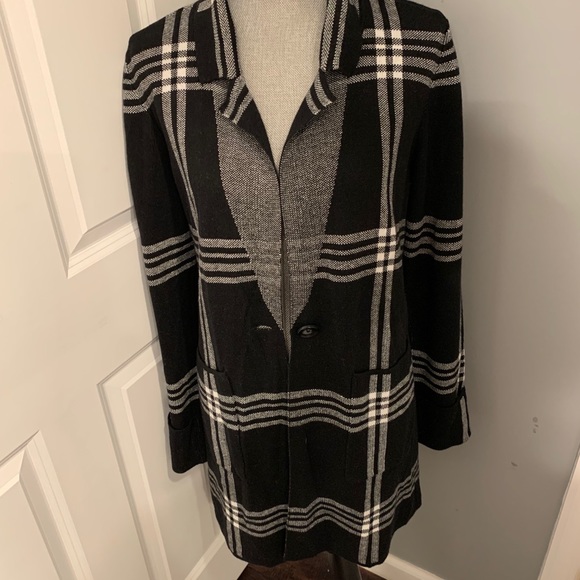 NWT Black/white Grid coat by Elle Fab Sz Medium - Picture 10 of 11